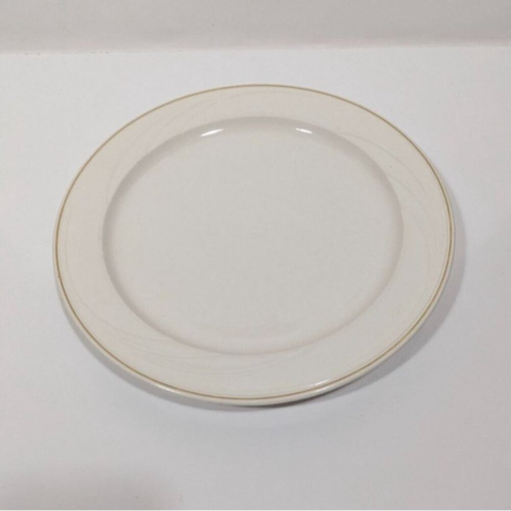 Syracuse China White Chop Plate Gold Trim Round Platter USA